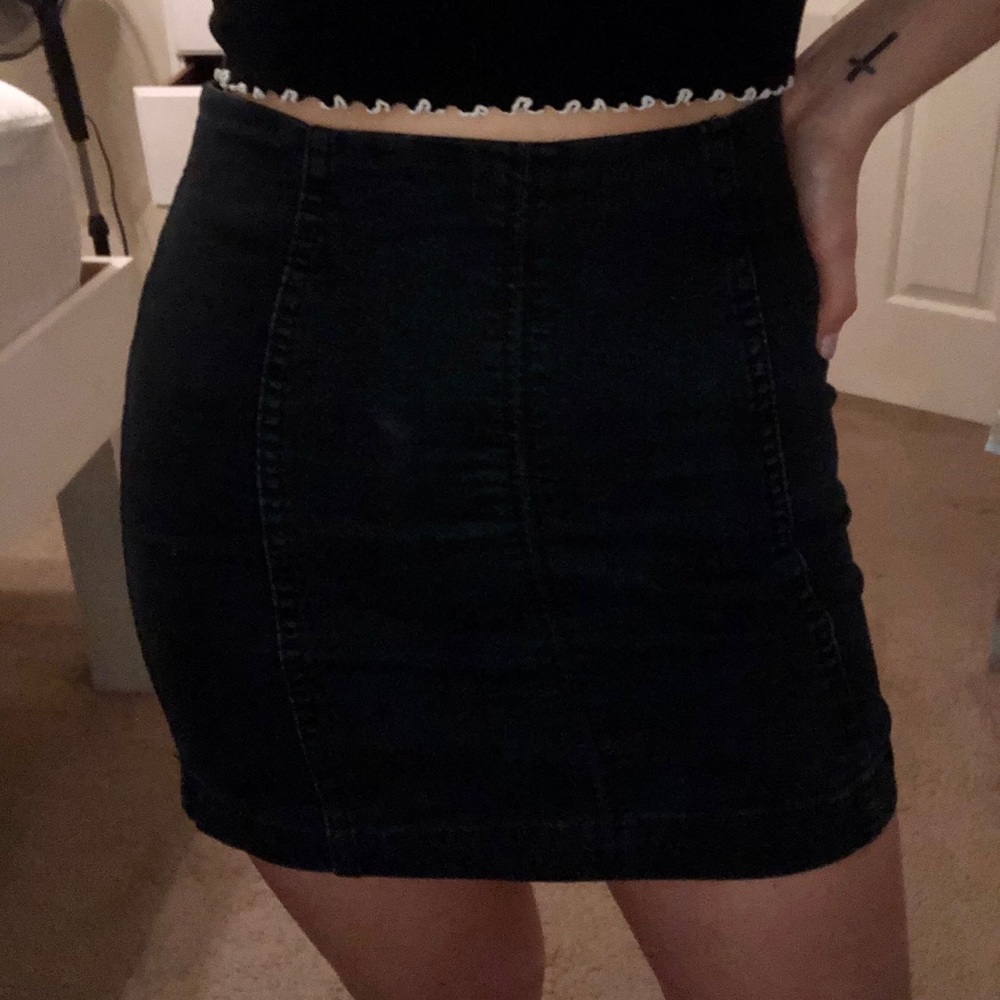 Dark washed denim skirt